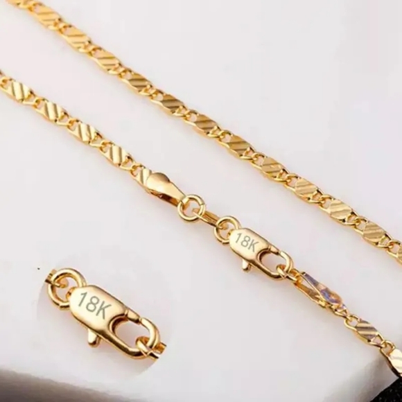 Boutique Jewelry - NEW 18k Yellow Gold Flat Chain Mariner Necklace